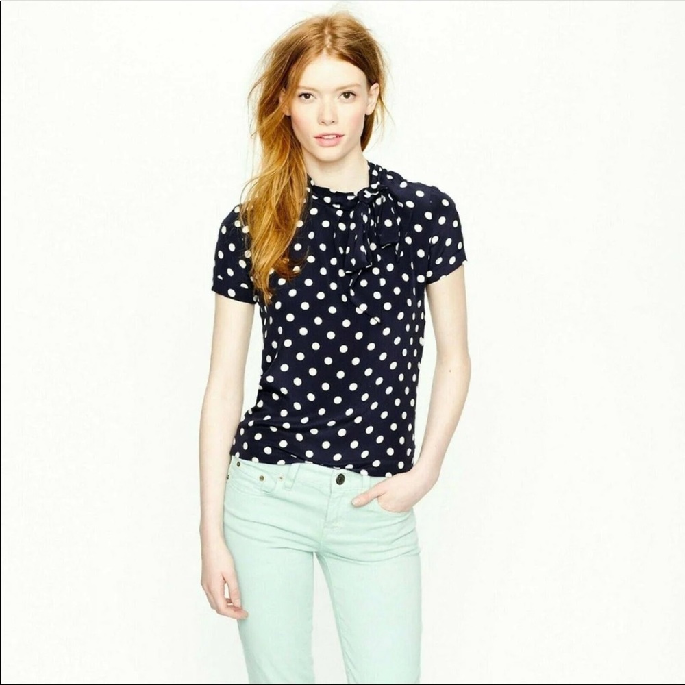 NWOT Jcrew Factory polka dot tie-neck blouse